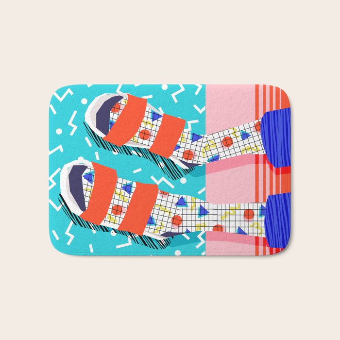 No Doi - memphis throwback retro classic style fashion 1980s 80s hipster shoes socks urban trendy Bath Mat Gallery Image 1