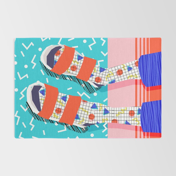 No Doi - memphis throwback retro classic style fashion 1980s 80s hipster shoes socks urban trendy Rug Gallery Image 2
