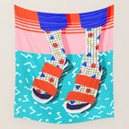 No Doi - memphis throwback retro classic style fashion 1980s 80s hipster shoes socks urban trendy Wall Tapestry Gallery Image 4