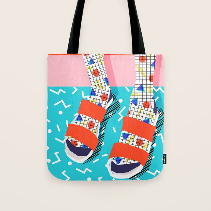 No Doi - memphis throwback retro classic style fashion 1980s 80s hipster shoes socks urban trendy Tote Bag Gallery Image 1