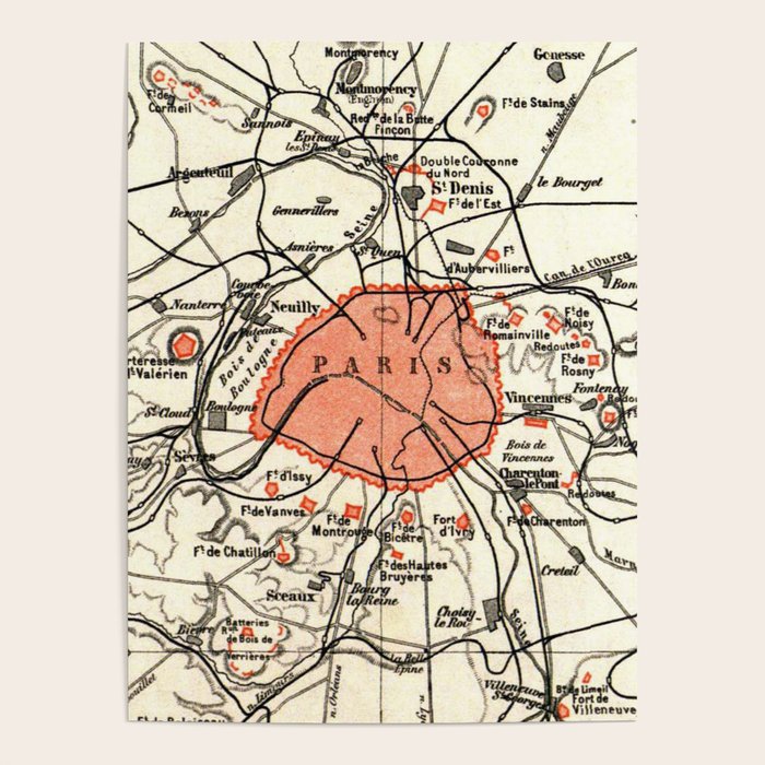 Vintage Paris and Surrounding Area Map (1890) Poster Gallery Image 4