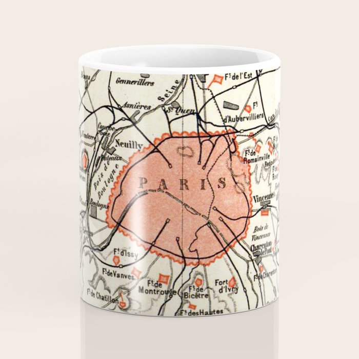 Vintage Paris and Surrounding Area Map (1890) Coffee Mug Gallery Image 4
