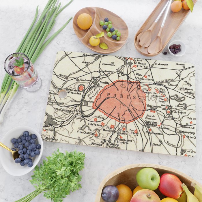 Vintage Paris and Surrounding Area Map (1890) Cutting Board Gallery Image 2