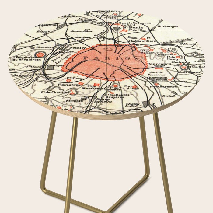 Vintage Paris and Surrounding Area Map (1890) Side Table Gallery Image 2
