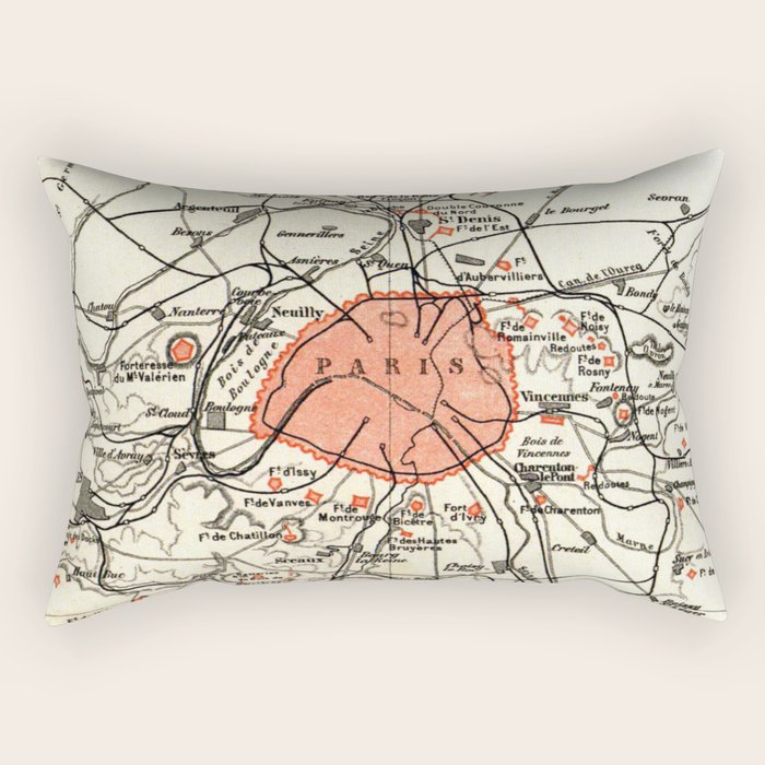 Vintage Paris and Surrounding Area Map (1890) Rectangular Pillow Gallery Image 2