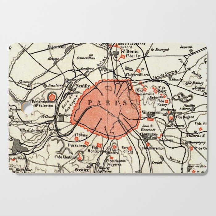 Vintage Paris and Surrounding Area Map (1890) Cutting Board Gallery Image 1