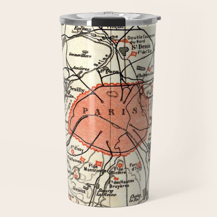 Vintage Paris and Surrounding Area Map (1890) Travel Mug Gallery Image 1
