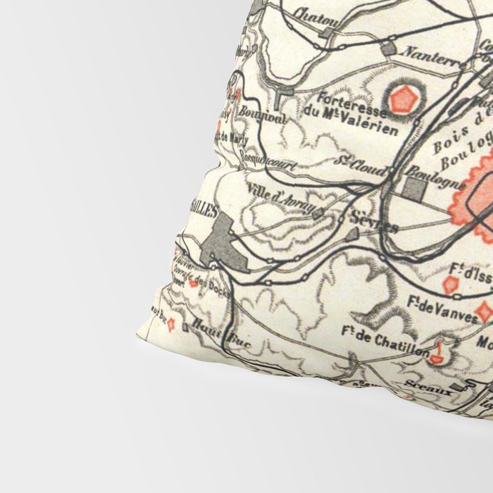 Vintage Paris and Surrounding Area Map (1890) Pillow Sham Gallery Image 4