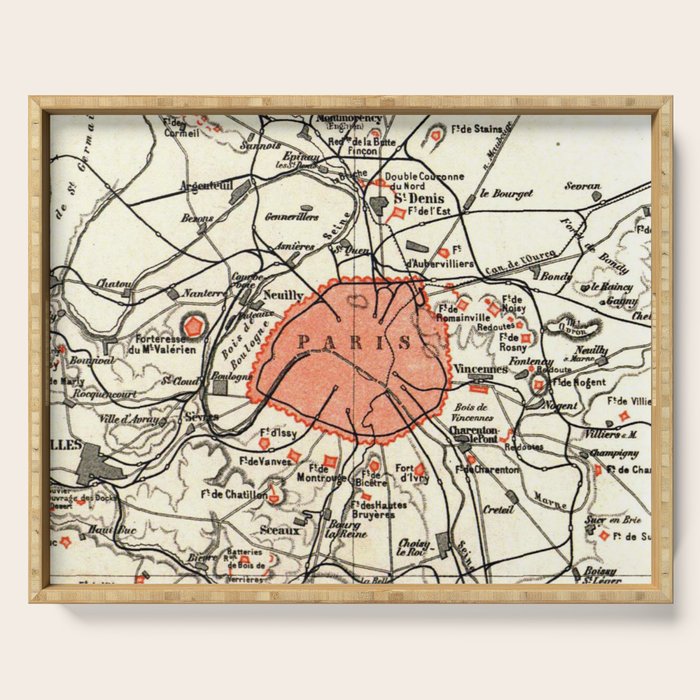 Vintage Paris and Surrounding Area Map (1890) Serving Tray Gallery Image 1