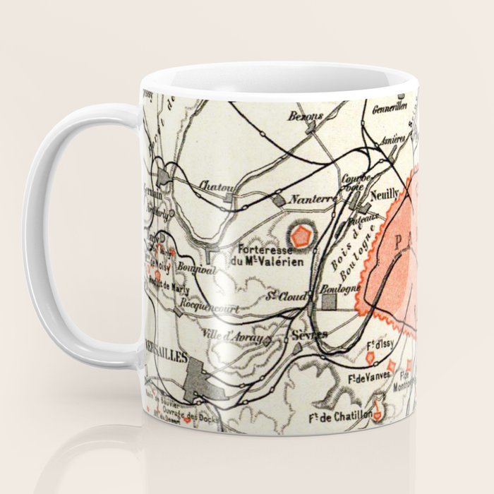 Vintage Paris and Surrounding Area Map (1890) Coffee Mug Gallery Image 3
