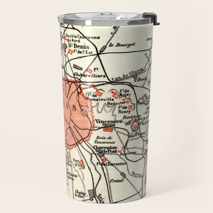 Vintage Paris and Surrounding Area Map (1890) Travel Mug Gallery Image 2