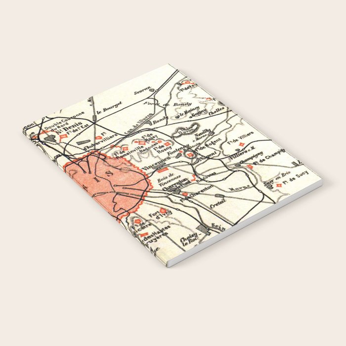Vintage Paris and Surrounding Area Map (1890) Notebook Gallery Image 2