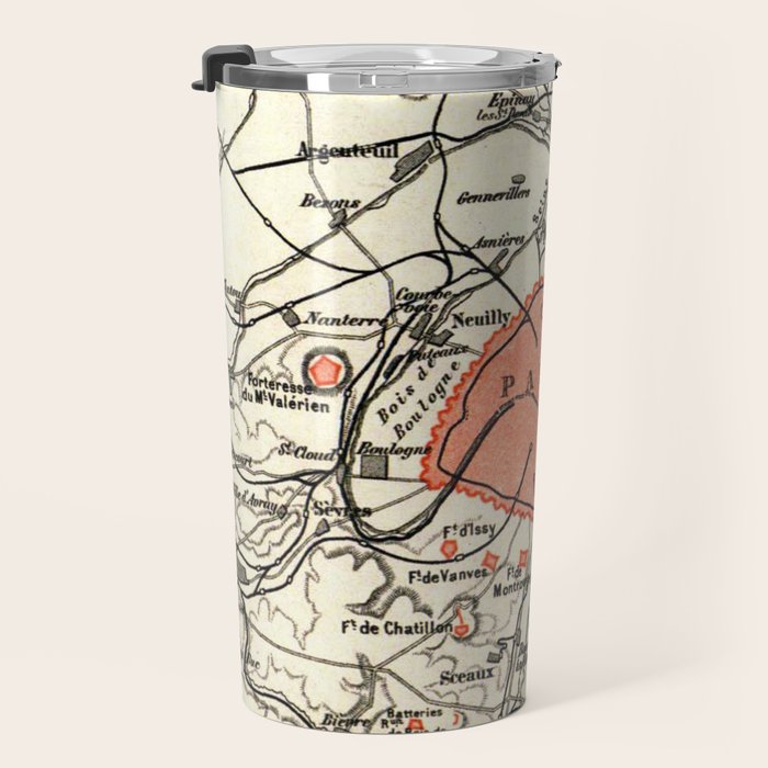 Vintage Paris and Surrounding Area Map (1890) Travel Mug Gallery Image 3