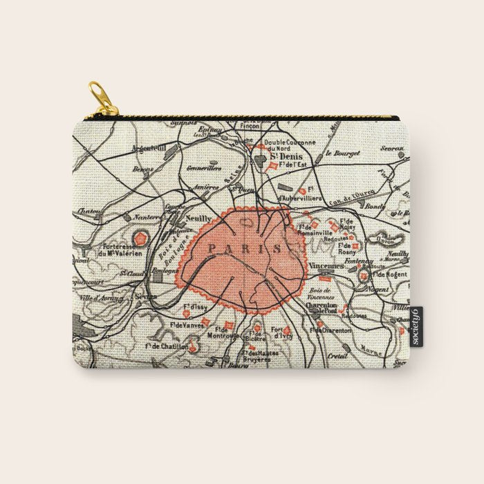 Vintage Paris and Surrounding Area Map (1890) Carry All Pouch Gallery Image 1