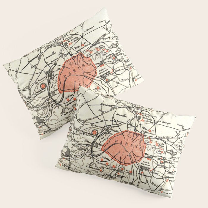 Vintage Paris and Surrounding Area Map (1890) Pillow Sham Gallery Image 3
