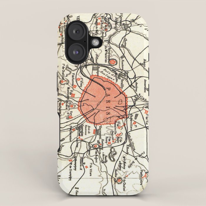 Vintage Paris and Surrounding Area Map (1890) iPhone Case Gallery Image 1