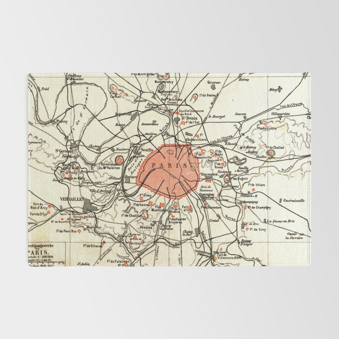 Vintage Paris and Surrounding Area Map (1890) Rug Gallery Image 2