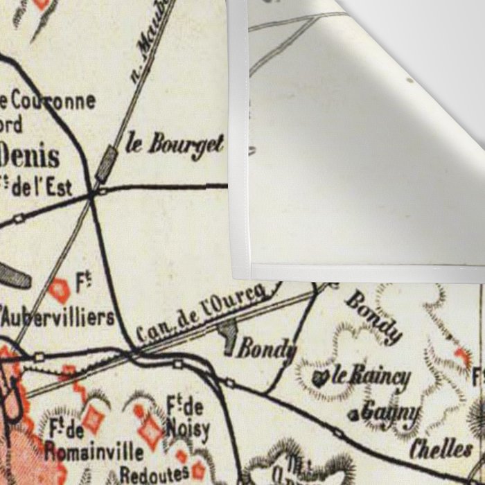 Vintage Paris and Surrounding Area Map (1890) Wall Tapestry Gallery Image 3
