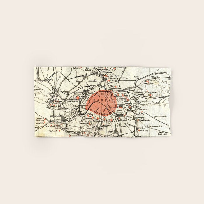 Vintage Paris and Surrounding Area Map (1890) Bath Towel Gallery Image 1