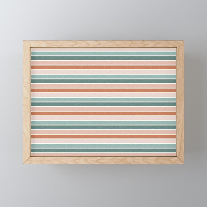 stripes - terra cotta and teal Mini Art Print Gallery Image 1