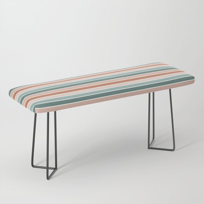 stripes - terra cotta and teal Bench Gallery Image 1