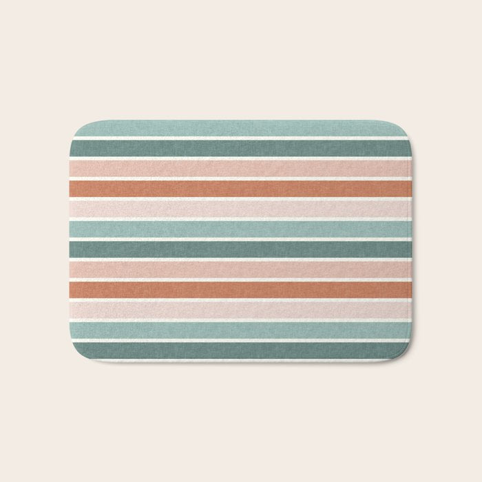 stripes - terra cotta and teal Bath Mat Gallery Image 1