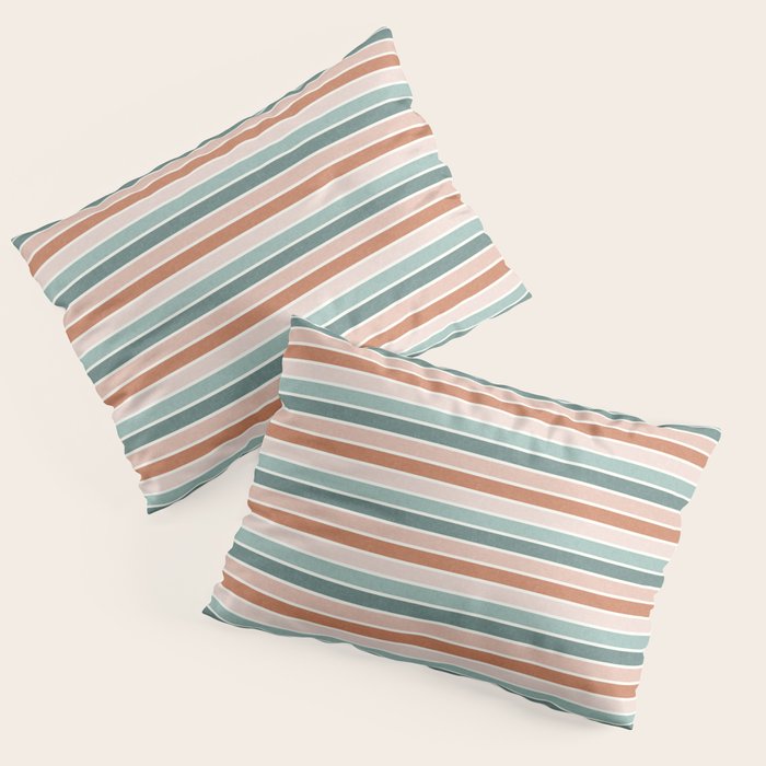 stripes - terra cotta and teal Pillow Sham Gallery Image 3