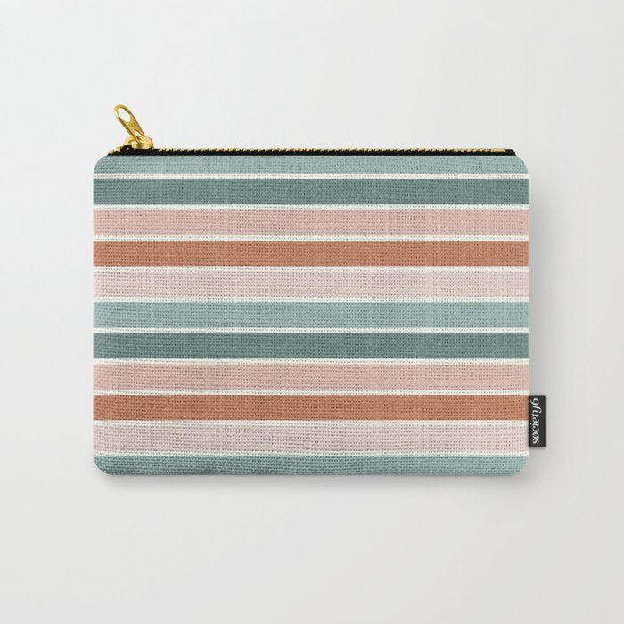 stripes - terra cotta and teal Carry All Pouch Gallery Image 1