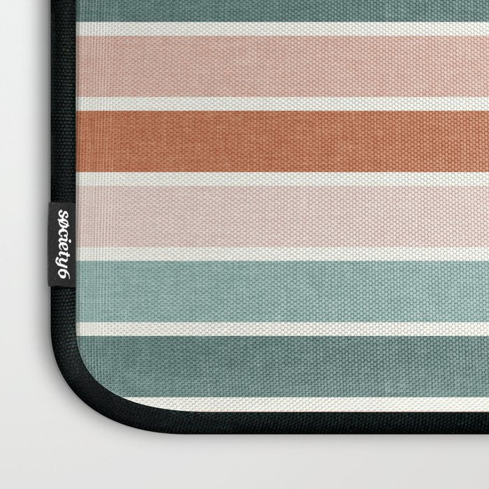 stripes - terra cotta and teal Laptop Sleeve Gallery Image 3