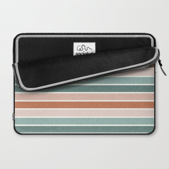 stripes - terra cotta and teal Laptop Sleeve Gallery Image 2