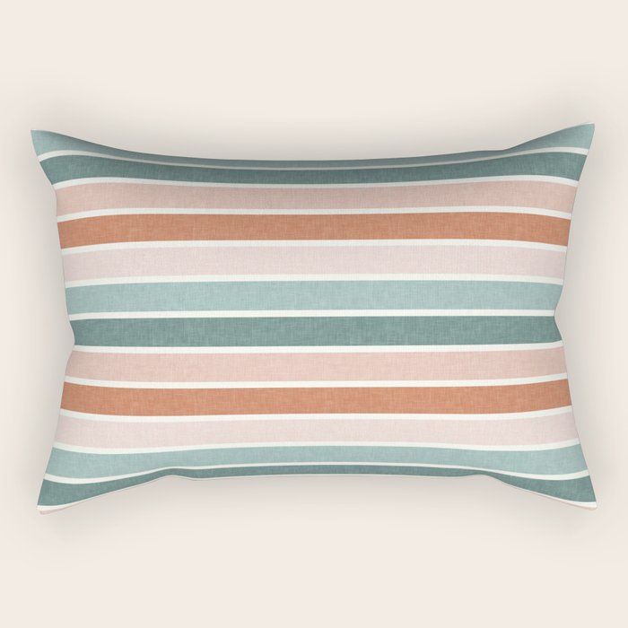 stripes - terra cotta and teal Rectangular Pillow Gallery Image 1