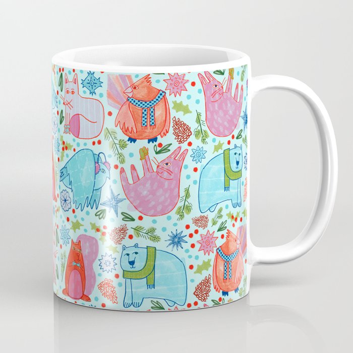Winter Forest Woodland Animals in Arctic Blue Coffee Mug Gallery Image 1
