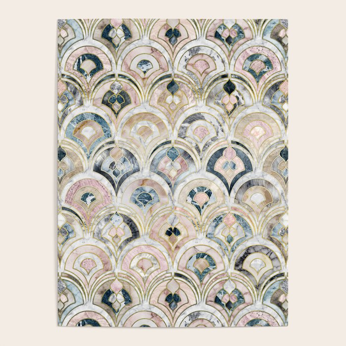 Art Deco Marble Tiles in Soft Pastels Poster Gallery Image 1