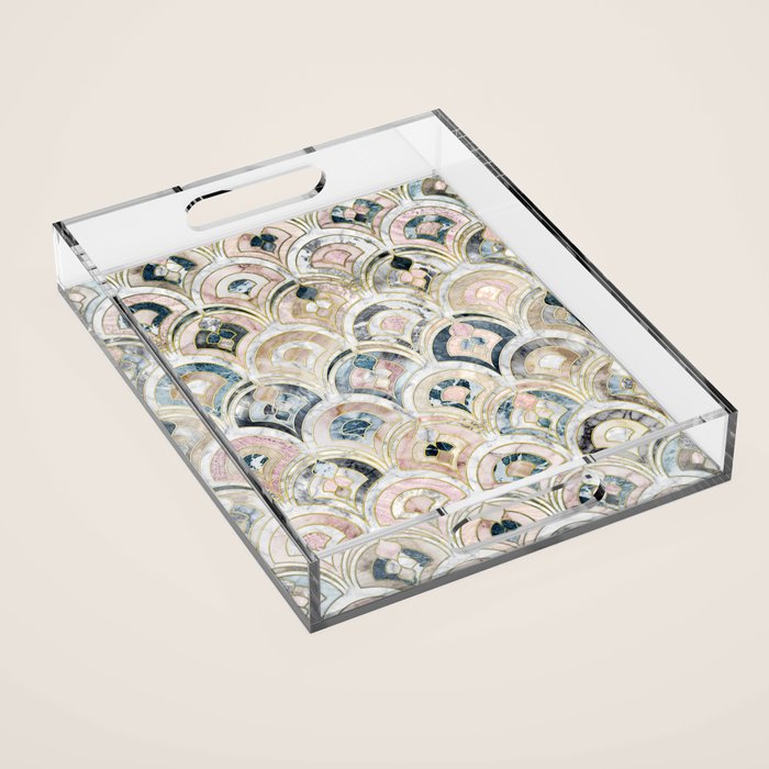 Art Deco Marble Tiles in Soft Pastels Acrylic Tray Gallery Image 1