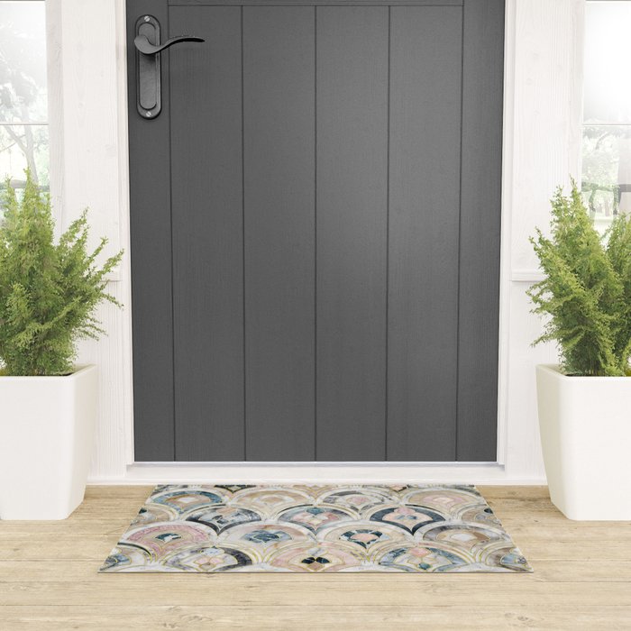 Art Deco Marble Tiles in Soft Pastels Welcome Mat Gallery Image 3