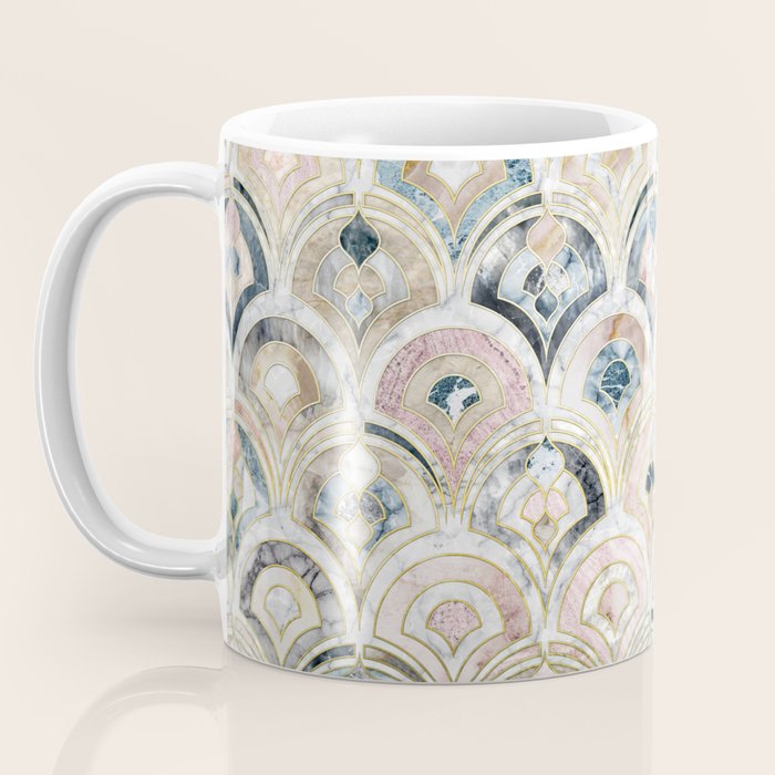 Art Deco Marble Tiles in Soft Pastels Coffee Mug Gallery Image 3