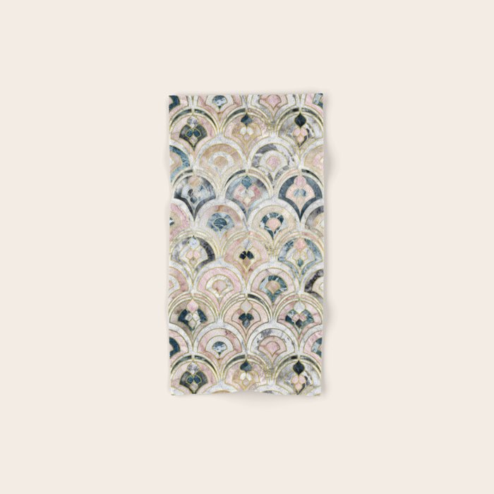 Art Deco Marble Tiles in Soft Pastels Bath Towel Gallery Image 1