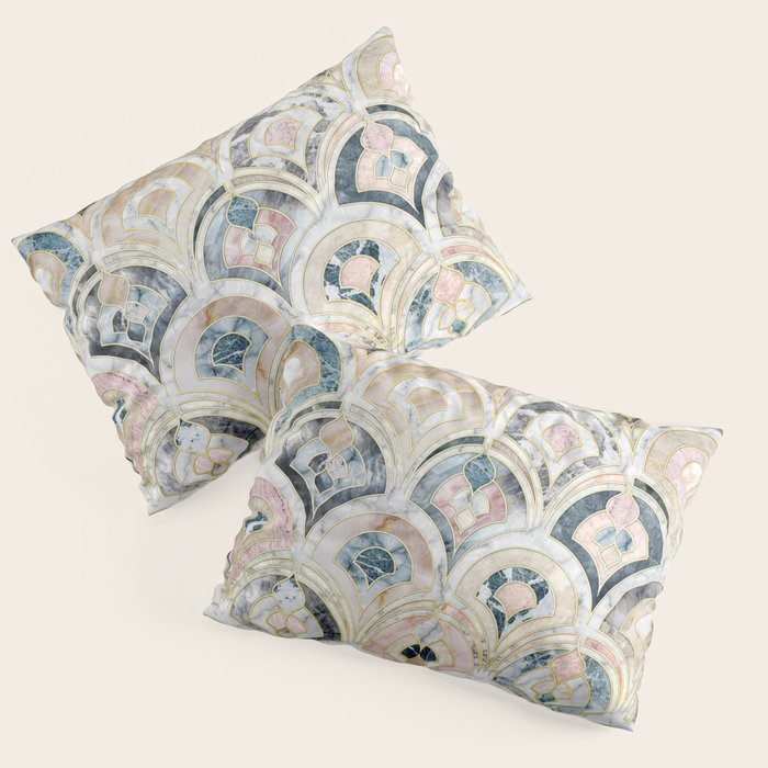 Art Deco Marble Tiles in Soft Pastels Pillow Sham Gallery Image 3
