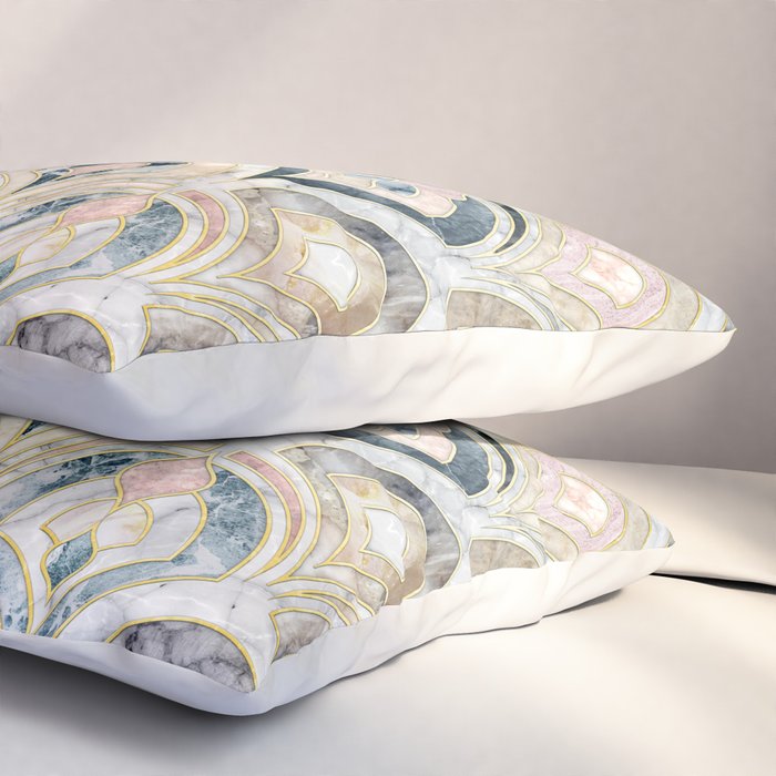 Art Deco Marble Tiles in Soft Pastels Pillow Sham Gallery Image 3