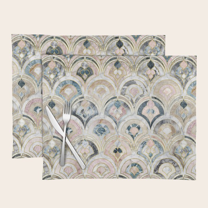 Art Deco Marble Tiles in Soft Pastels Placemat Gallery Image 1