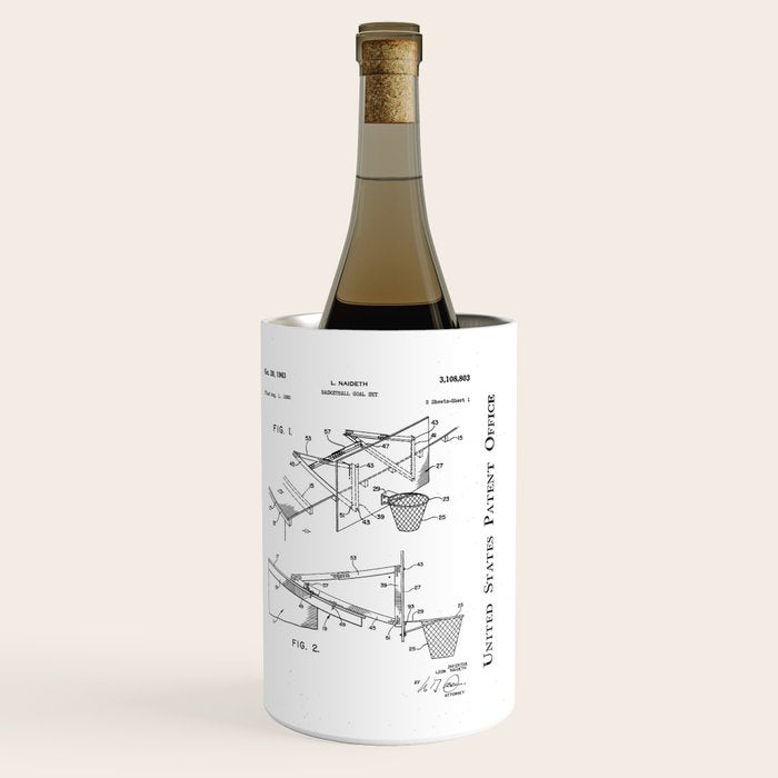 Basketball Patent - Basketball Player Coach Team Art - Black Chalkboard Wine Chiller Gallery Image 3