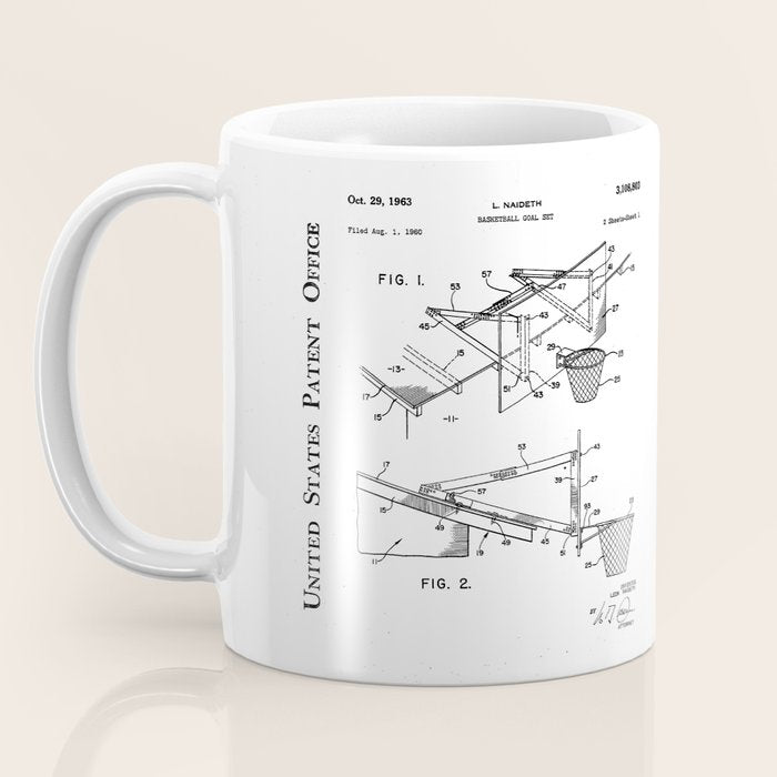 Basketball Patent - Basketball Player Coach Team Art - Black Chalkboard Coffee Mug Gallery Image 3