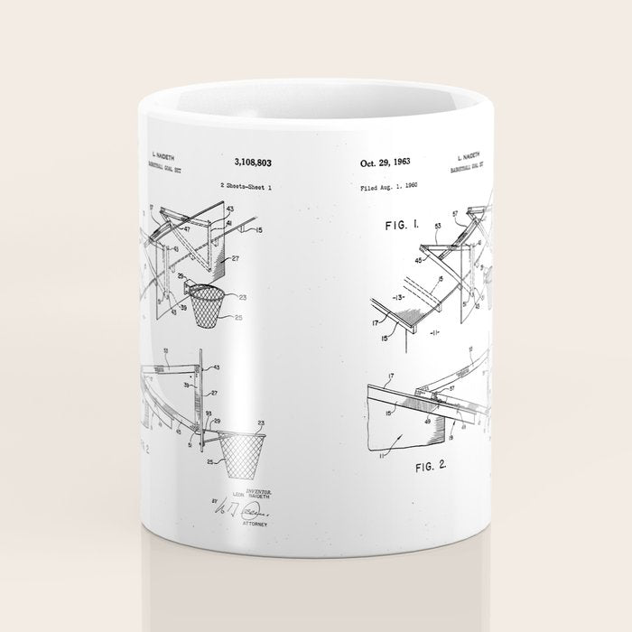 Basketball Patent - Basketball Player Coach Team Art - Black Chalkboard Coffee Mug Gallery Image 4