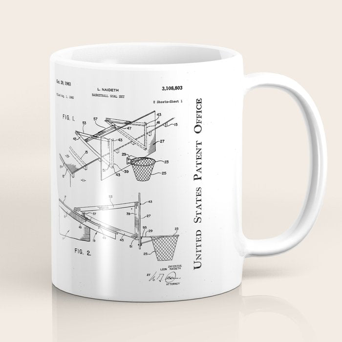 Basketball Patent - Basketball Player Coach Team Art - Black Chalkboard Coffee Mug Gallery Image 1
