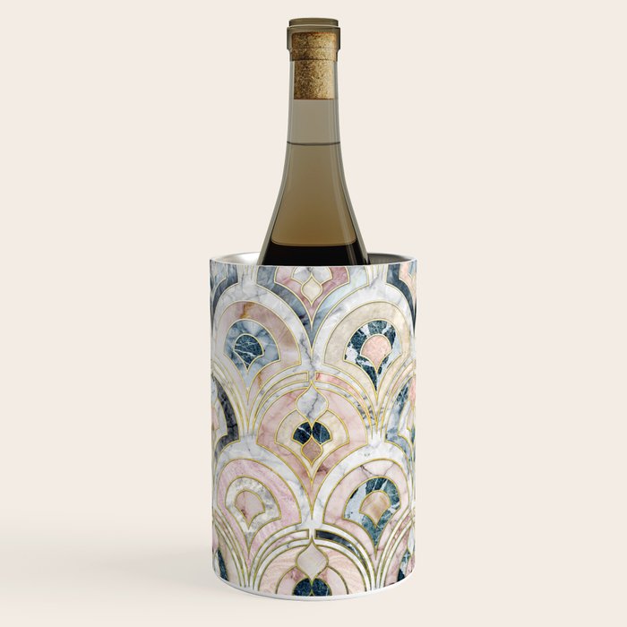 Art Deco Marble Tiles in Soft Pastels Wine Chiller