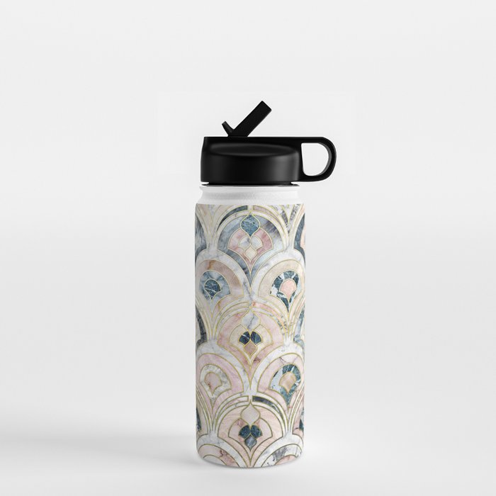 Art Deco Marble Tiles in Soft Pastels Water Bottle Gallery Image 1