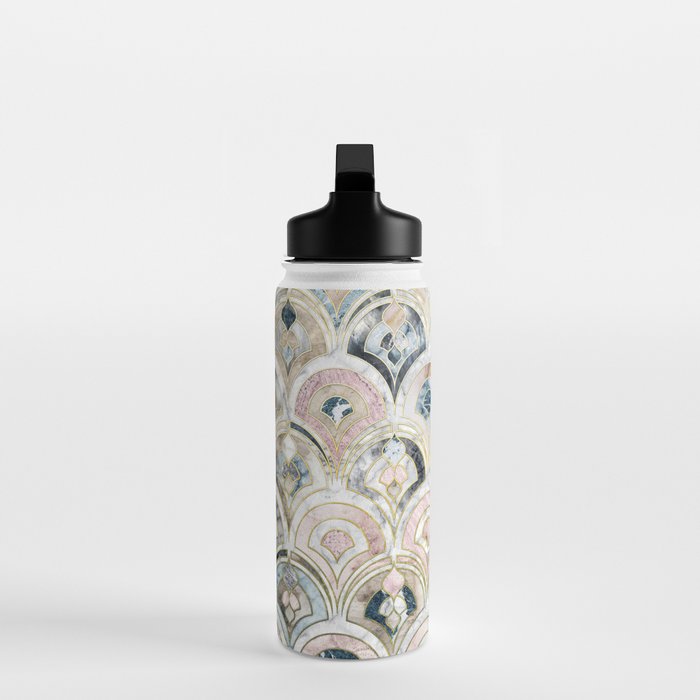 Art Deco Marble Tiles in Soft Pastels Water Bottle Gallery Image 3