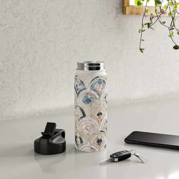 Art Deco Marble Tiles in Soft Pastels Water Bottle Gallery Image 4