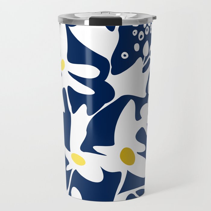 Blue jungle: Organic shapes and flowers Travel Mug Gallery Image 1