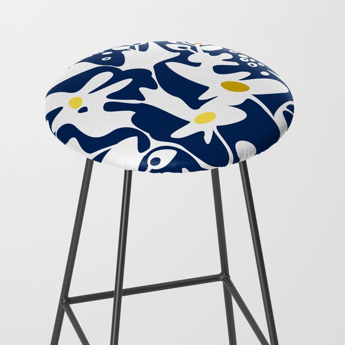 Blue jungle: Organic shapes and flowers Stool Gallery Image 2
